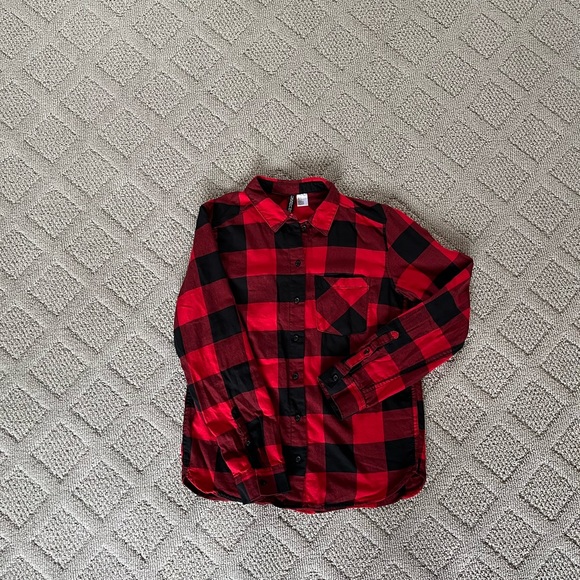 Youth red and black plaid button up - Picture 2 of 4